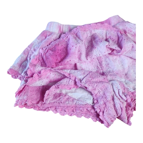 Free the Roses Pink Tie Dye Layered Ruffled Eyelet Skort Small Cotton - Picture 5 of 7